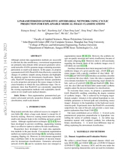 A Parameterized Generative Adversarial Network Using Cyclic Projection
  for Explainable Medical Image Classification