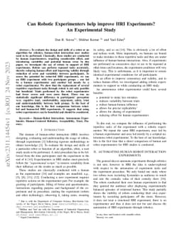 Can Robotic Experimenters help improve HRI Experiments? An Experimental
  Study