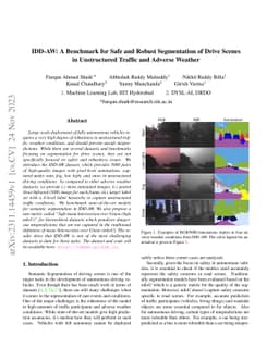 IDD-AW: A Benchmark for Safe and Robust Segmentation of Drive Scenes in
  Unstructured Traffic and Adverse Weather