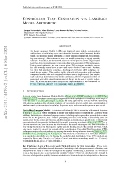Controlled Text Generation via Language Model Arithmetic