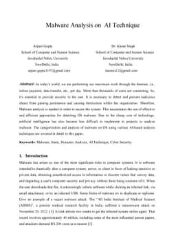 Malware Analysis on AI Technique