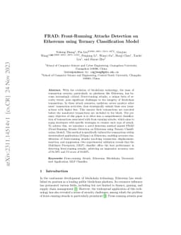 FRAD: Front-Running Attacks Detection on Ethereum using Ternary
  Classification Model