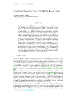 Machine Translation for Geéz Language