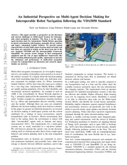An Industrial Perspective on Multi-Agent Decision Making for
  Interoperable Robot Navigation following the VDA5050 Standard