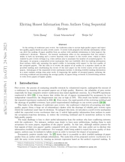 Eliciting Honest Information From Authors Using Sequential Review