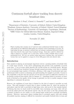 Continuous football player tracking from discrete broadcast data
