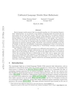 Calibrated Language Models Must Hallucinate