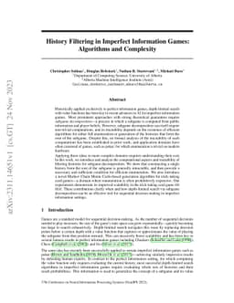 History Filtering in Imperfect Information Games: Algorithms and
  Complexity