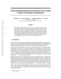 Understanding Self-Supervised Features for Learning Unsupervised
  Instance Segmentation