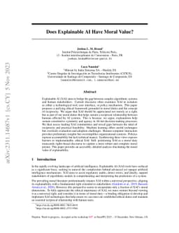 Does Explainable AI Have Moral Value?
