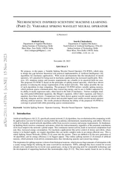Neuroscience inspired scientific machine learning (Part-2): Variable
  spiking wavelet neural operator