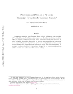 Perceptions and Detection of AI Use in Manuscript Preparation for
  Academic Journals