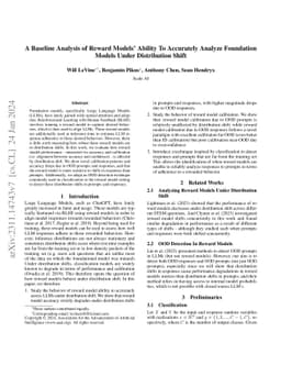 A Baseline Analysis of Reward Models' Ability To Accurately Analyze
  Foundation Models Under Distribution Shift