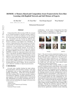 HOPE: A Memory-Based and Composition-Aware Framework for Zero-Shot Learning with Hopfield Network and Soft Mixture of Experts