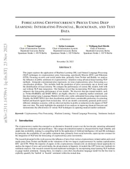 Forecasting Cryptocurrency Prices Using Deep Learning: Integrating
  Financial, Blockchain, and Text Data