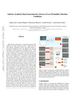 SafeSea: Synthetic Data Generation for Adverse & Low Probability
  Maritime Conditions