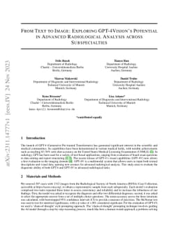 From Text to Image: Exploring GPT-4Vision's Potential in Advanced
  Radiological Analysis across Subspecialties