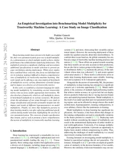 An Empirical Investigation into Benchmarking Model Multiplicity for
  Trustworthy Machine Learning: A Case Study on Image Classification