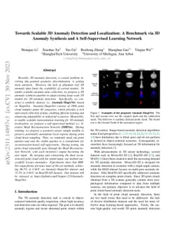 Towards Scalable 3D Anomaly Detection and Localization: A Benchmark via
  3D Anomaly Synthesis and A Self-Supervised Learning Network