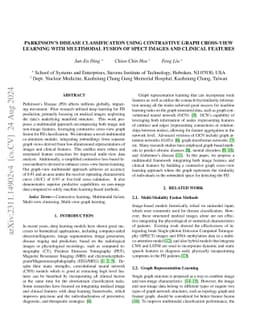 Parkinson's Disease Classification Using Contrastive Graph Cross-View
  Learning with Multimodal Fusion of SPECT Images and Clinical Features