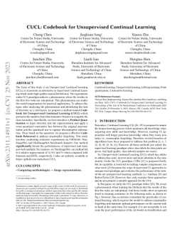 CUCL: Codebook for Unsupervised Continual Learning