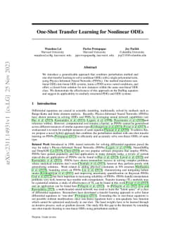 One-Shot Transfer Learning for Nonlinear ODEs