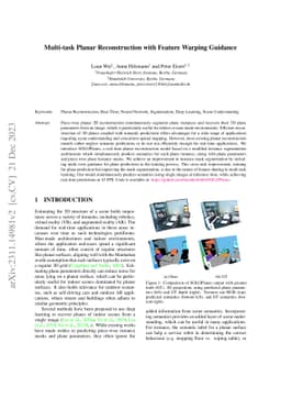 Multi-task Planar Reconstruction with Feature Warping Guidance