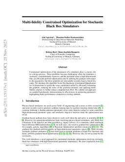 Multi-fidelity Constrained Optimization for Stochastic Black Box
  Simulators