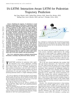 IA-LSTM: Interaction-Aware LSTM for Pedestrian Trajectory Prediction