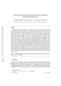 Ultra-Range Gesture Recognition using a Web-Camera in Human-Robot
  Interaction