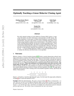 Optimally Teaching a Linear Behavior Cloning Agent