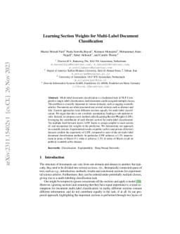 Learning Section Weights for Multi-Label Document Classification