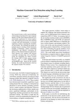 Machine-Generated Text Detection using Deep Learning