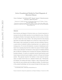 Active Foundational Models for Fault Diagnosis of Electrical Motors