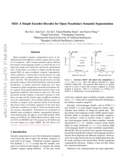 SED: A Simple Encoder-Decoder for Open-Vocabulary Semantic Segmentation