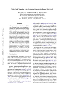 Noisy Self-Training with Synthetic Queries for Dense Retrieval