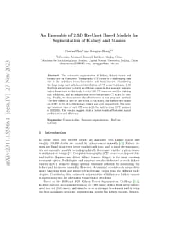 An Ensemble of 2.5D ResUnet Based Models for Segmentation for Kidney and
  Masses