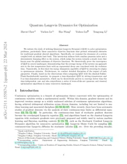 Quantum Langevin Dynamics for Optimization
