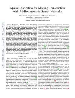 Spatial Diarization for Meeting Transcription with Ad-Hoc Acoustic
  Sensor Networks