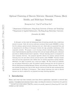 Optimal Clustering of Discrete Mixtures: Binomial, Poisson, Block
  Models, and Multi-layer Networks