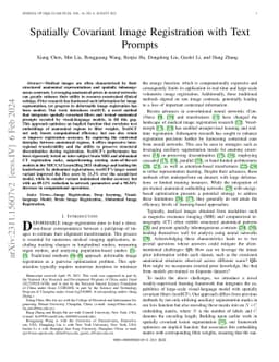 Spatially Covariant Image Registration with Text Prompts