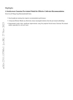 A Social-aware Gaussian Pre-trained Model for Effective Cold-start
  Recommendation
