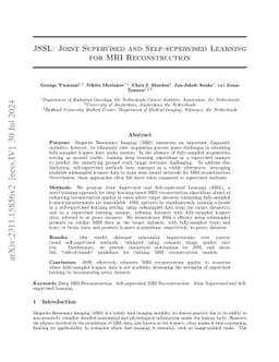 JSSL: Joint Supervised and Self-supervised Learning for MRI
  Reconstruction