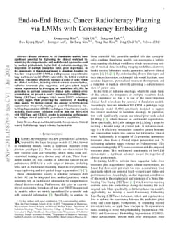 End-to-End Breast Cancer Radiotherapy Planning via LMMs with Consistency
  Embedding