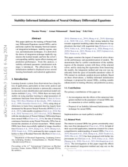 Stability-Informed Initialization of Neural Ordinary Differential
  Equations