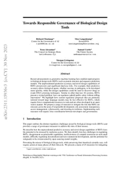 Towards Responsible Governance of Biological Design Tools