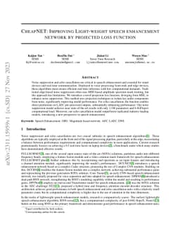CheapNET: Improving Light-weight speech enhancement network by projected
  loss function