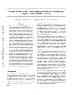 Program Machine Policy: Addressing Long-Horizon Tasks by Integrating
  Program Synthesis and State Machines