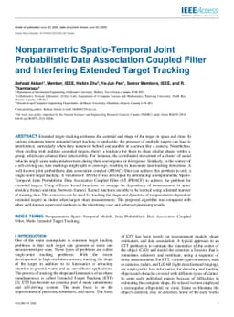 Nonparametric Spatio-Temporal Joint Probabilistic Data Association
  Coupled Filter and Interfering Extended Target Tracking