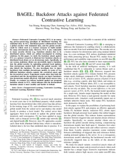 BAGEL: Backdoor Attacks against Federated Contrastive Learning